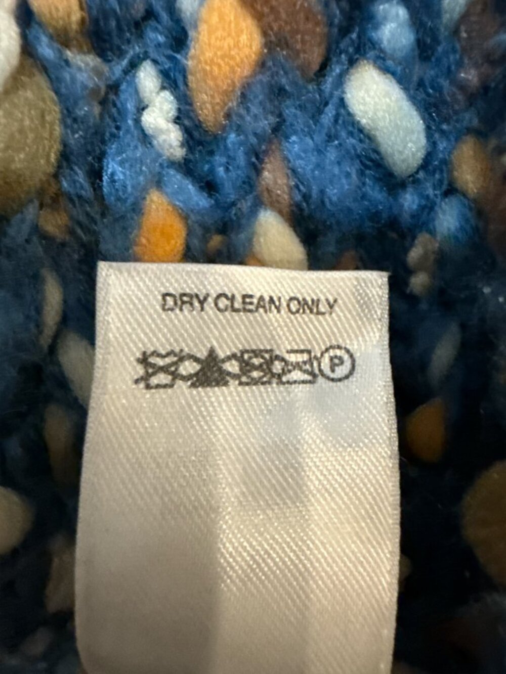 Liz Claiborne Sz 1X Blue, Cream & Brown Knit Collared Long 3-Snap Cardigan - Picture 8 of 9